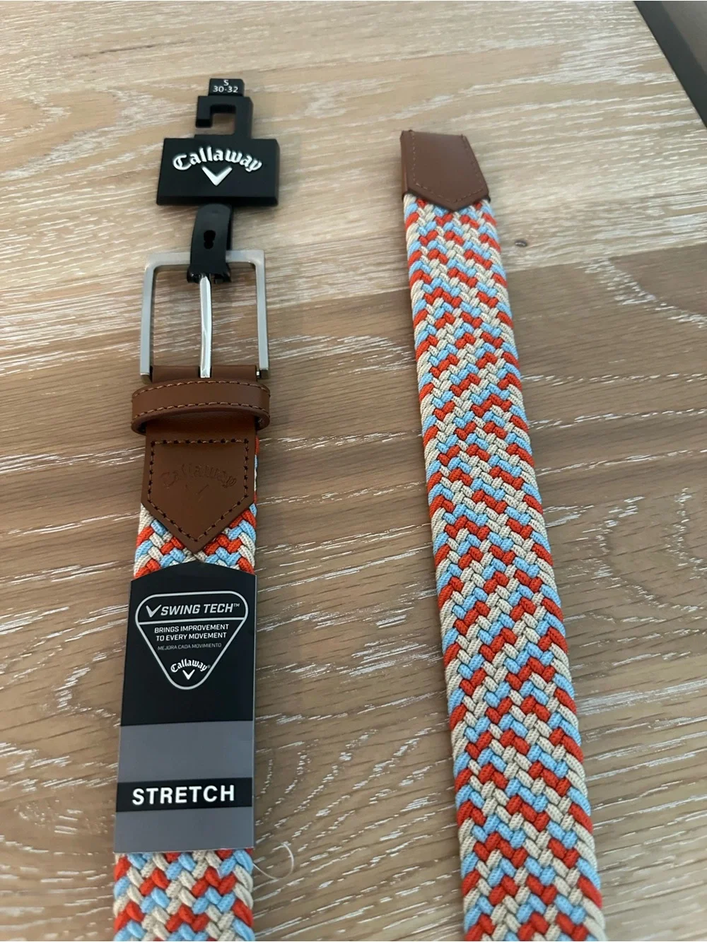 Callaway Multicolor Braided Stretch Belt with Brown Accents